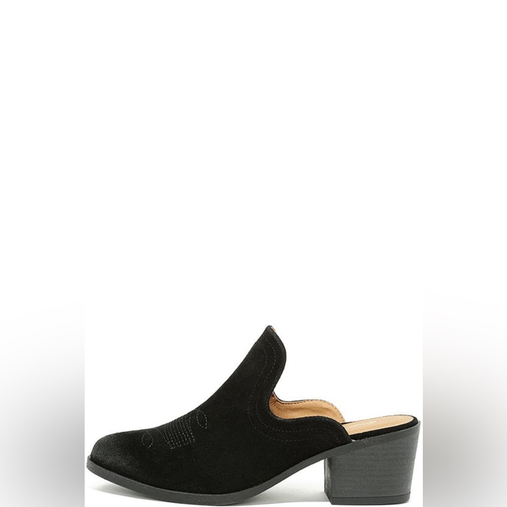 Across the Canyon Black Suede Mules